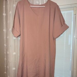 SHEIN Pink V-Neck Dress